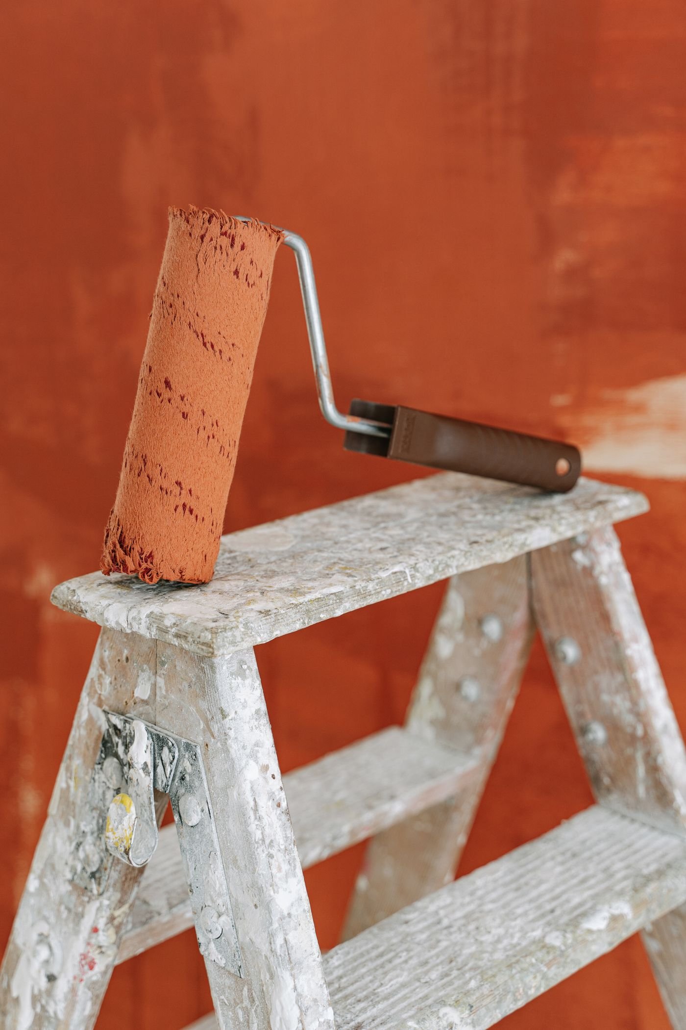 Bold orange wall painting for commercial spaces