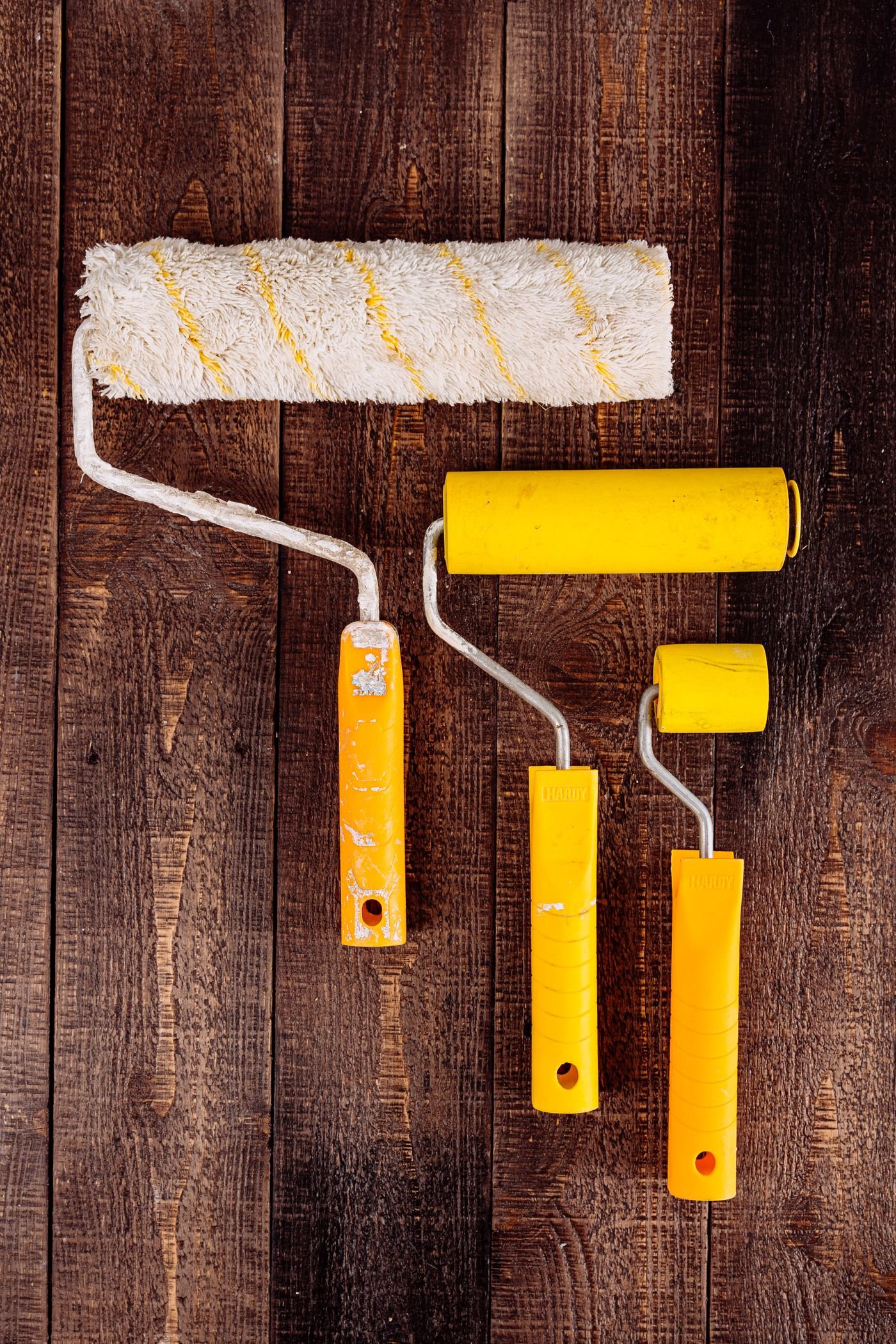 Bright yellow paint rollers